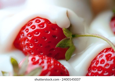 Close -up milk pour fresh strawberries - Powered by Shutterstock