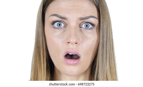 Close Woman Shock White Background Stock Photo 698723275 | Shutterstock