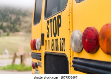 Close Ups Of Yellow School Bus On Field Trip.