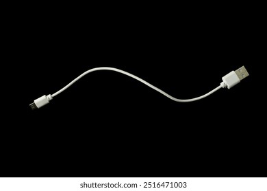 Close up USB cable plug isolated onblack white background