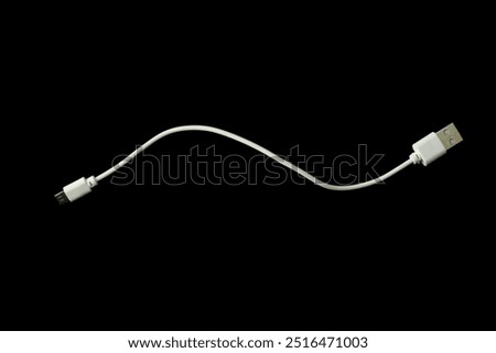 Close up USB cable plug isolated onblack white background
