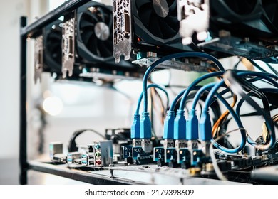 Close Up Of USB Ports On Cryptocurrency Mining Rig