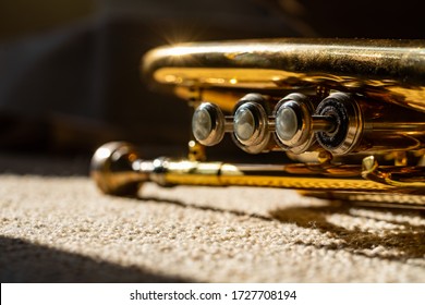 Close Up Of The Valves Of A Cornet Brass Instrument