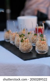 Close Up Of Various Appetizers And Canapés