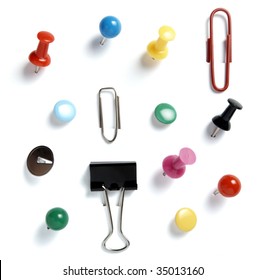 close up of various pushpins  on white background with clipping path - Powered by Shutterstock