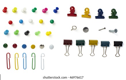 close up of various pushpins  on white background with clipping path - Powered by Shutterstock