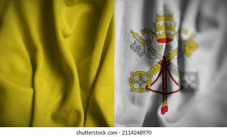 Close up of the Vatican City flag. Vatican City flag of background. Flag of Vatican.