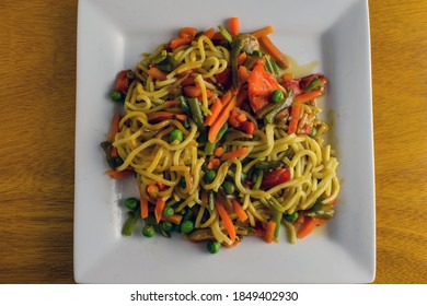 Close Up Of Vegetable Lo Mein On A Table