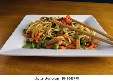 Close Up Of Vegetable Lo Mein On A Table