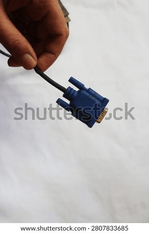 Close Up VGA Cable Isolated on White Background with Analog Video Connector for Computer Display Devices