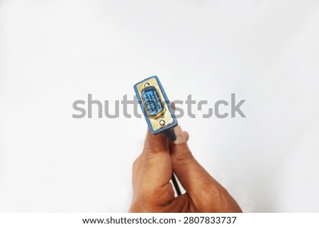 Close Up VGA Cable Isolated on White Background with Analog Video Connector for Computer Display Devices