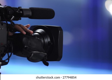 Close Up Of Video Camera In TV Studio