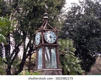 Close View Of The Ancient Water Clock Villa Borghese Rome