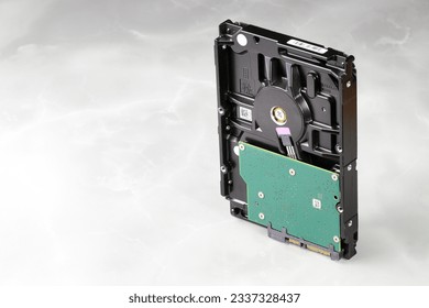 Close up view of back side computer hard drive 3.5