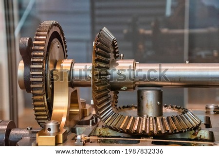Close view of a bevel edge gear