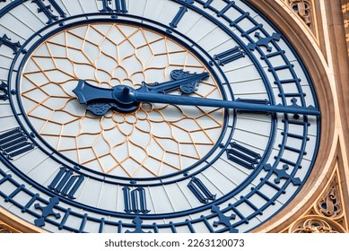 Close up view of the Big Ben clock tower and Westminster in London. Amazing details after renovation of the Big Ben.