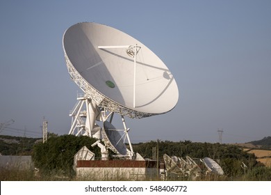 Close Up View Of A Big Long Range Communication Antenna.