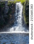 A close up view of a big waterfall on a mountain of the cerrrado biome in west-central Brazil. Landscape. Strong water. Nature photographer