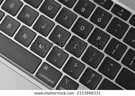 Close up view of black computer keyboard