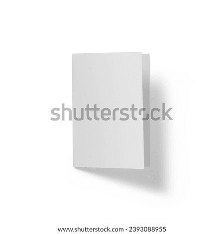 Close up view blank white greeting card isolated on white.