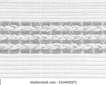 Close Up View Blurred Texture Of Striped Seagrass Rug Background.
Abstract White Background And Copy Space Concept.