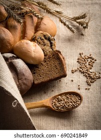 Close up view of bread assortment
