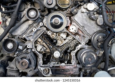Close up view of Car engine