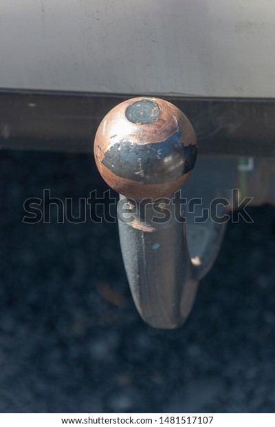 A close up view of a\
car tow hitch 