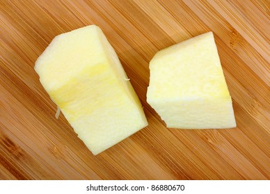 A close view of chunks of winter butternut squash.