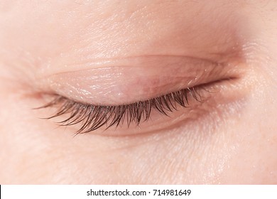 
Close Up View Of A Closed Woman Eye - No Make Up