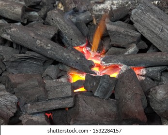 close up view of coal and fire