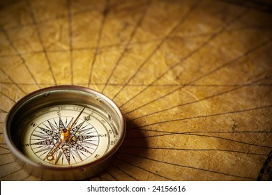 Close View Compass On Old Paper Stock Photo 24156616 | Shutterstock