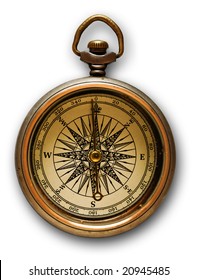 Close up view of the compass on a white background