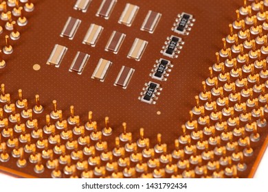 Close up view of a computer cpu (central processing unit) chip.