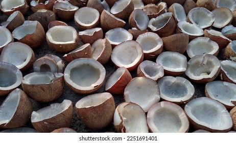 Close up view of copras for making coconut oil.
