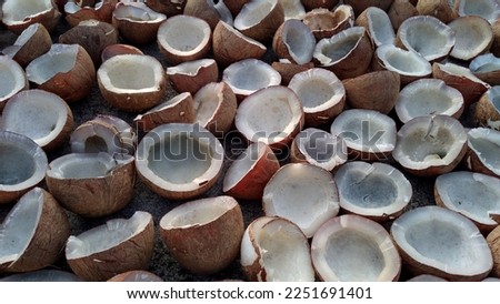 Close up view of copras for making coconut oil.