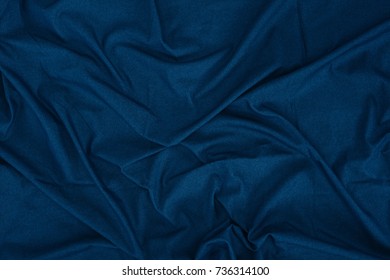 Close Up View Of Dark Blue Linen Fabric Texture