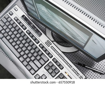 Close up view of desktop pc