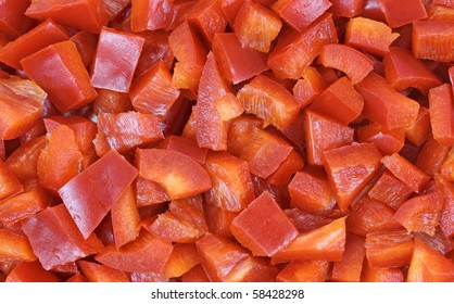 Close View Diced Red Fresno Pepper