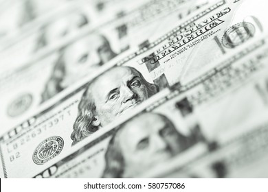 Close up view of dollar banknote. Studio shot