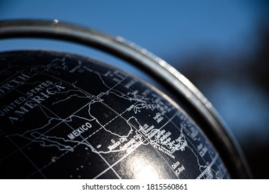 Close up view of an earth globe