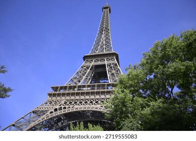 Close view of Eiffel Tower, Paris, France