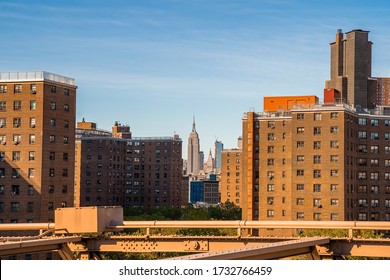 Close Up View Of The Empire State Building From The Brooklyn Bridge.