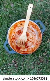 A Close Up View Of The Empty Pot That Had The Traditional Gravy For The South African Mealie Meal 