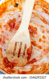 A Close Up View Of The Empty Pot That Had The Traditional Gravy For The South African Mealie Meal 