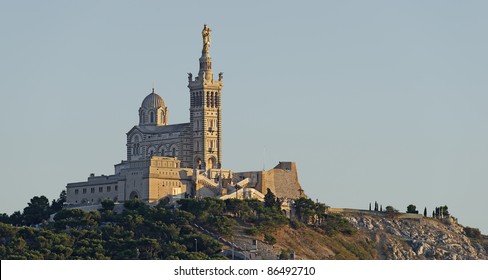 Close view of the famous church " Notre Dame de la Garde" in "Marseille" in South France