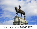 Close Up view of famous Robert E. Lee Monument in Richmond, Virginia.