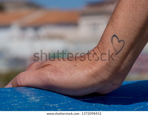 Close View Female Hand Heart Tattoo Stock Photo Edit Now