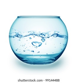 Close Up View Of A Fish Bowl On White Background