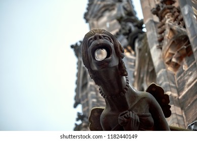 Close up view of Gargoyle in the Cathedral church Sacred Vitus. Prague. Czech Republic.